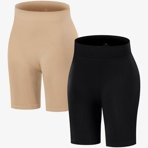Attlady Women's Black and Tan Shapewear Shorts 2 pack